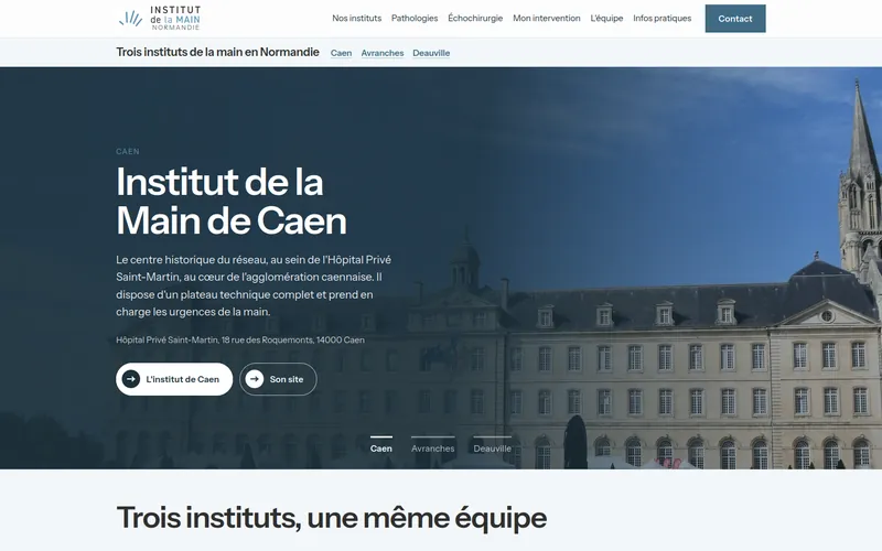 Page d'accueil du site des Instituts de la Main de Normandie