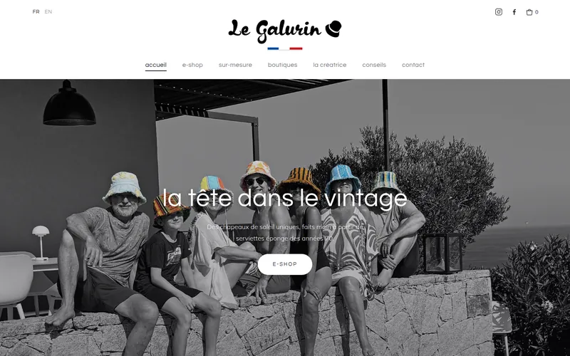 Page d'accueil de la boutique en ligne Le Galurin, chapeaux vintage