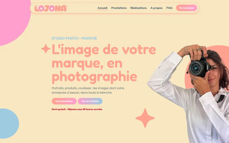 Page d'accueil du portfolio Lojona, photographe d'entreprise dans la Manche